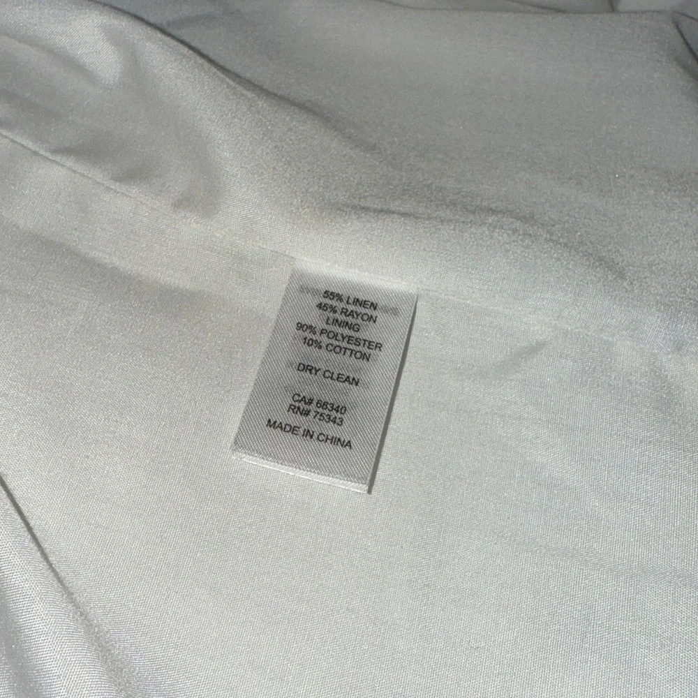 NWT CAROLINE CONSTAS White/Blue Quilted Jacket Linen Blend Puffy Shoulder $395 - Picture 7 of 8